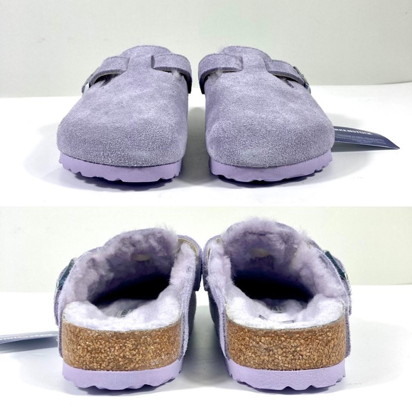 Birkenstock Boston Shearling Suede Clogs Purple Fog - Picture 9 of 17